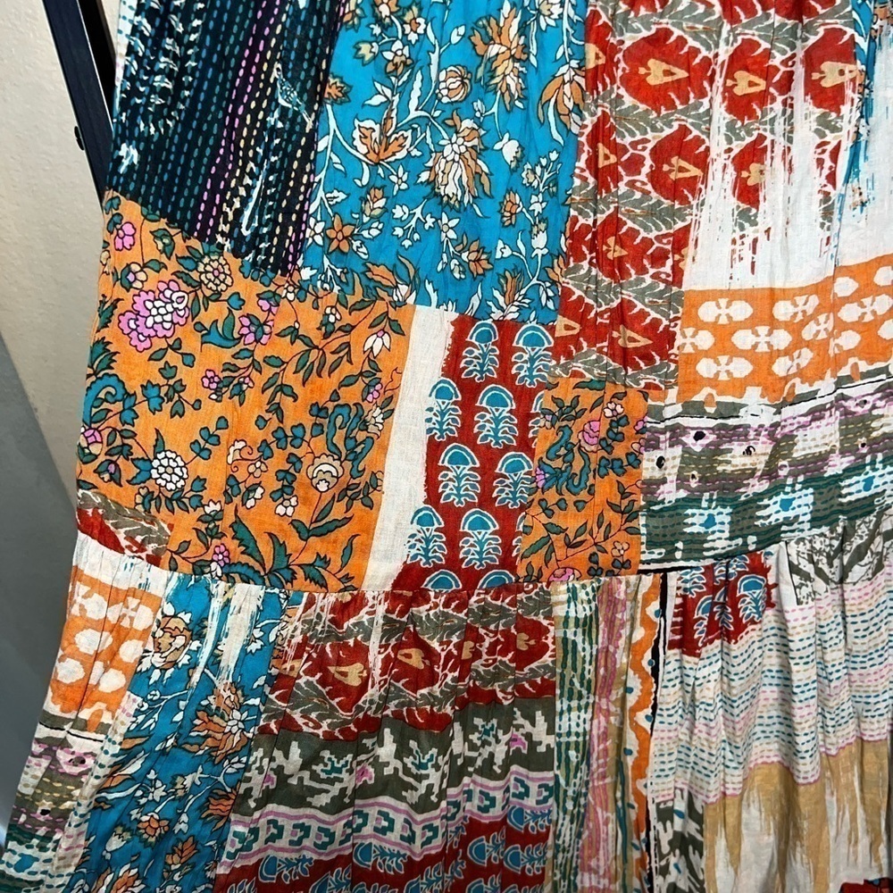 Nwot ▶️ Farm Rio ◀️ Patchwork Colorful Tropical Resortwear Maxi Skirt Size M - Picture 8 of 12